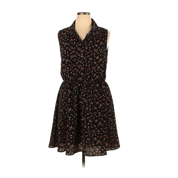 Allegra K Floral Black Casual Dress - Picture 1 of 2